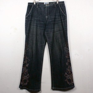 【Caka act2】Botanical Studs Design Vintage Flare Denim Pants