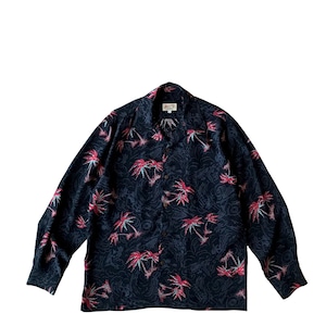 Mountain Special  Long Sleeve Aloha shirt /  Palms  /  Navy