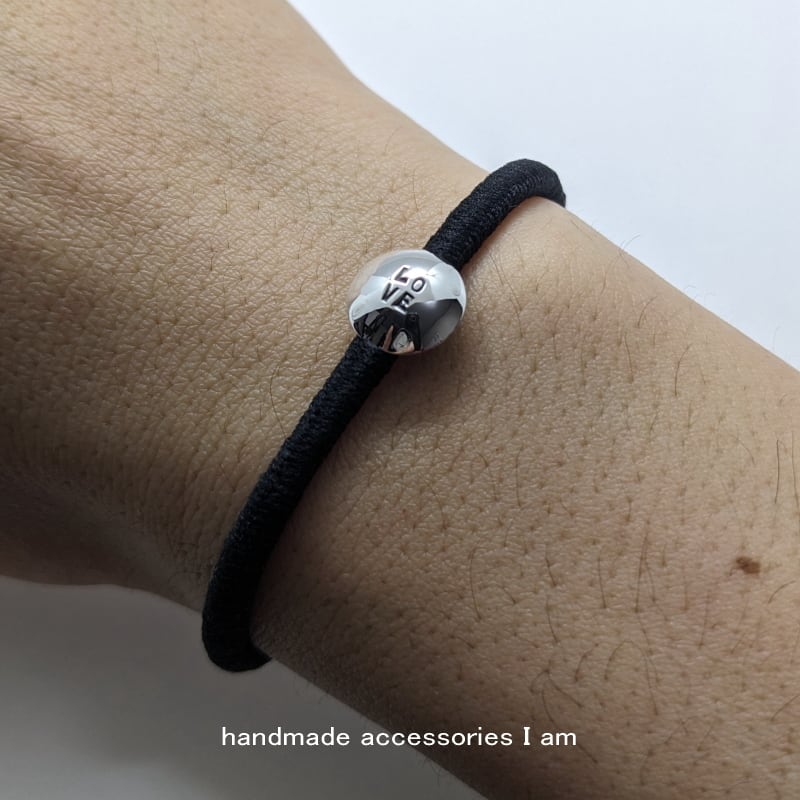 ジャムホームメイド ワンピース エンブレムヘアゴムブレスレット チョッパー 受注生産商品 ハンドメイド LOVE コンチョ ブラックヘアゴム