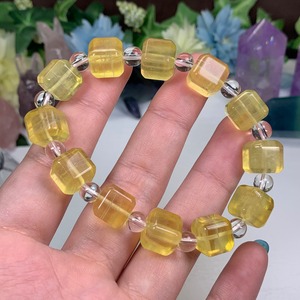2.イエローフローライト☆キューブ ブレスレット