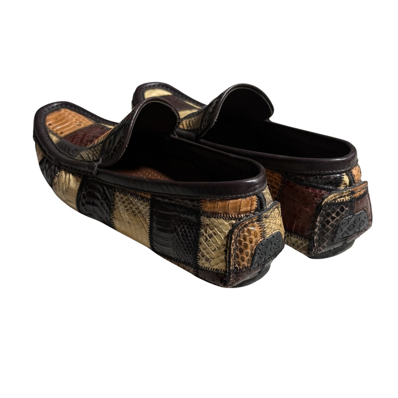 DOLCE&GABBANA multicolor python leather driving shoes