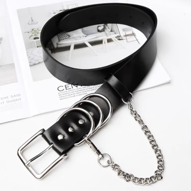 Metal multi-link chain leather belt (ME152)