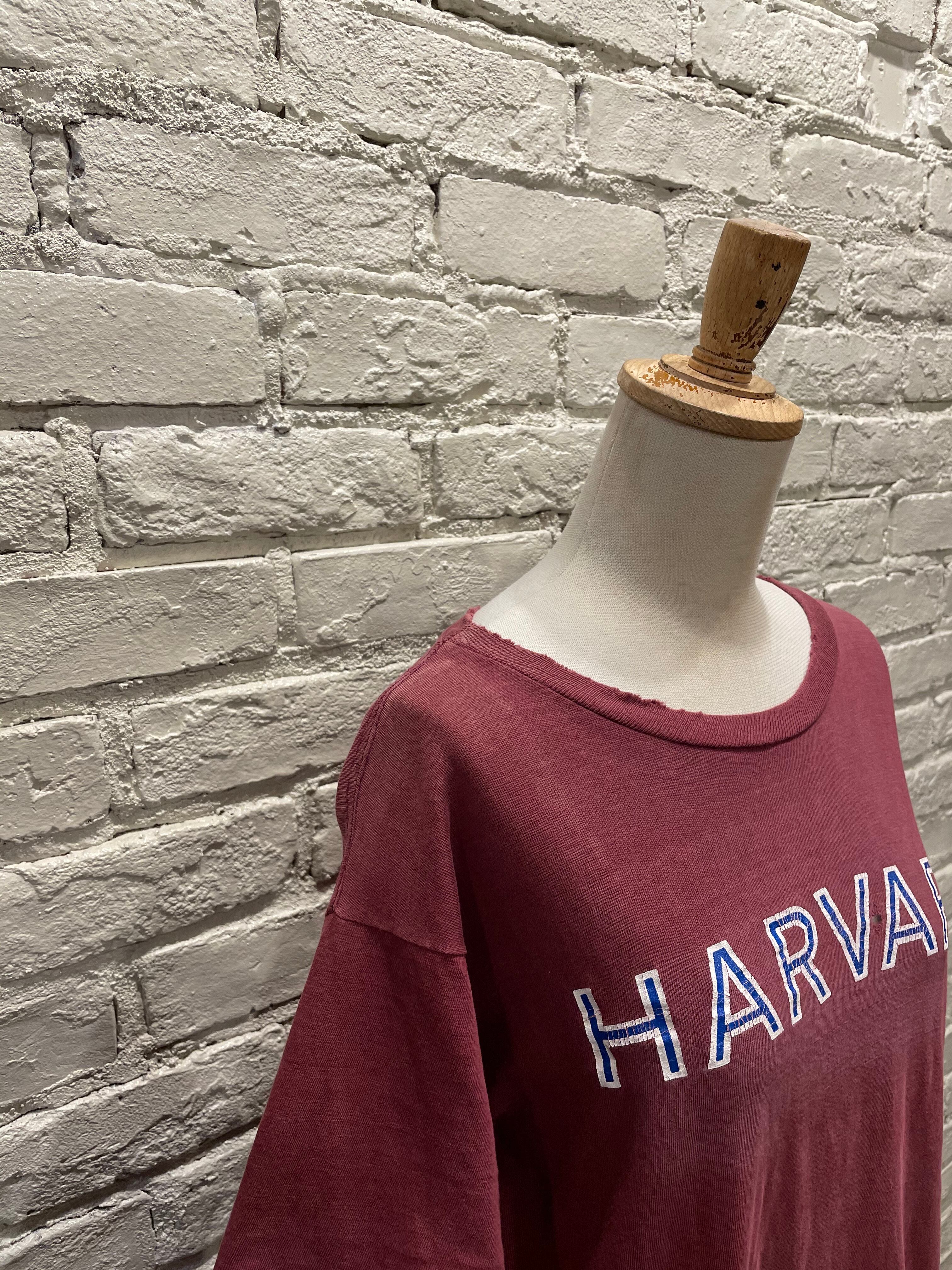 美品◎70s バータグ チャンピオン 切り替えHARVARDプリントTシャツ 