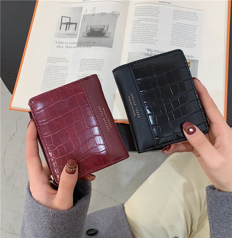 ミニ財布 財布 カードケース 多機能 クロコダイル ピンク
