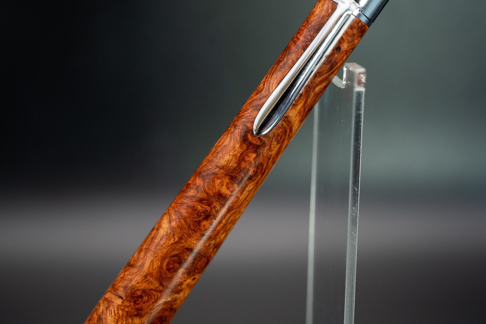 【朱色の銘木】 本花梨瘤杢 特上 silver BP