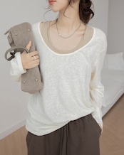Uneck layered long sleeve Shirt set T20052