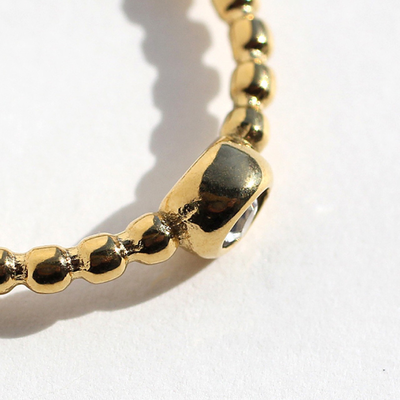 【ネコポス便】リング ワンポイントドットリング 金属アレルギー ステンレス つけっぱなし 指輪 華奢 レイヤード ジルコニア  1921