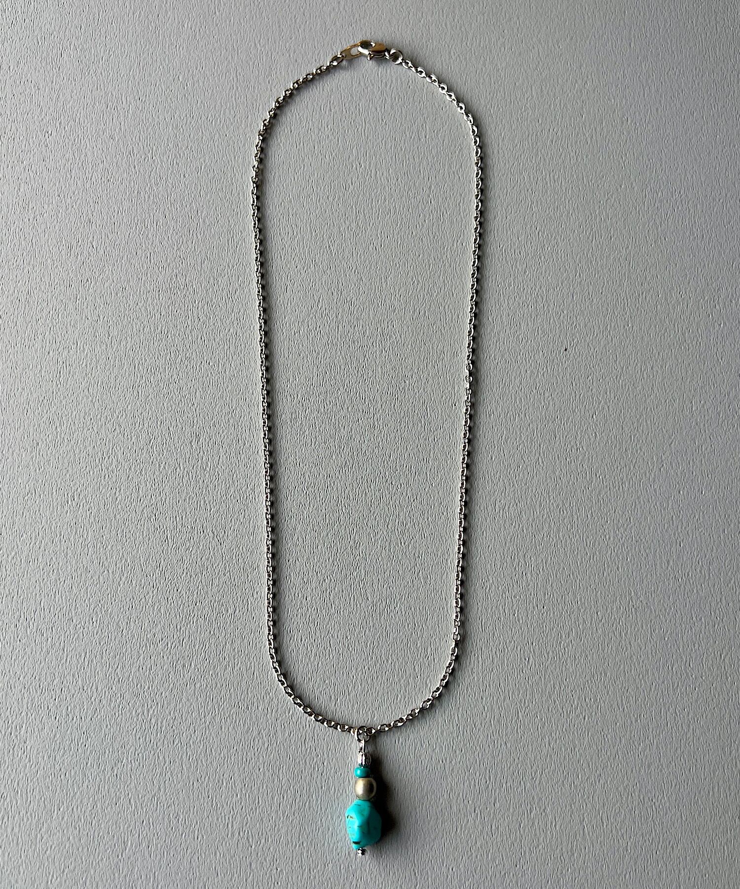 OVER THE DAY TOKYO | 50cm | NATURAL TURQUOISE BEAD PENDANT NECKLACE (SLV) OTDT-104