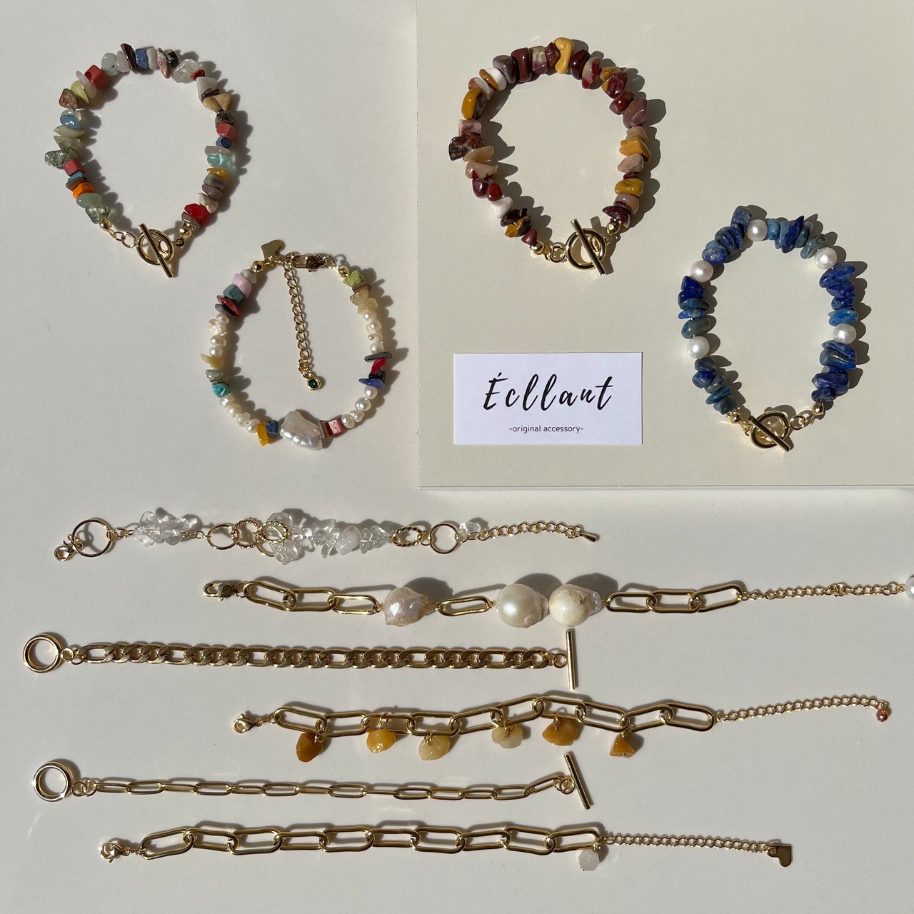 カラフル　天然石ブレスレット［GKB009］