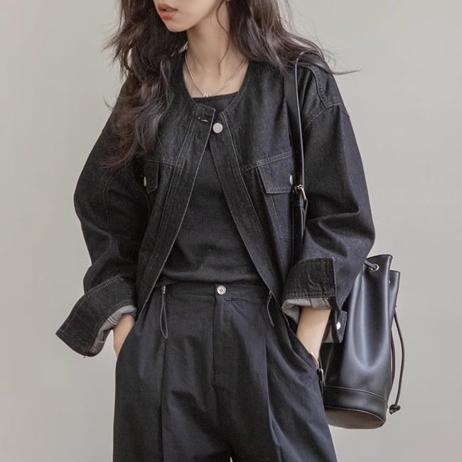 クルーネック デニムジャケット t-00894 | Riant