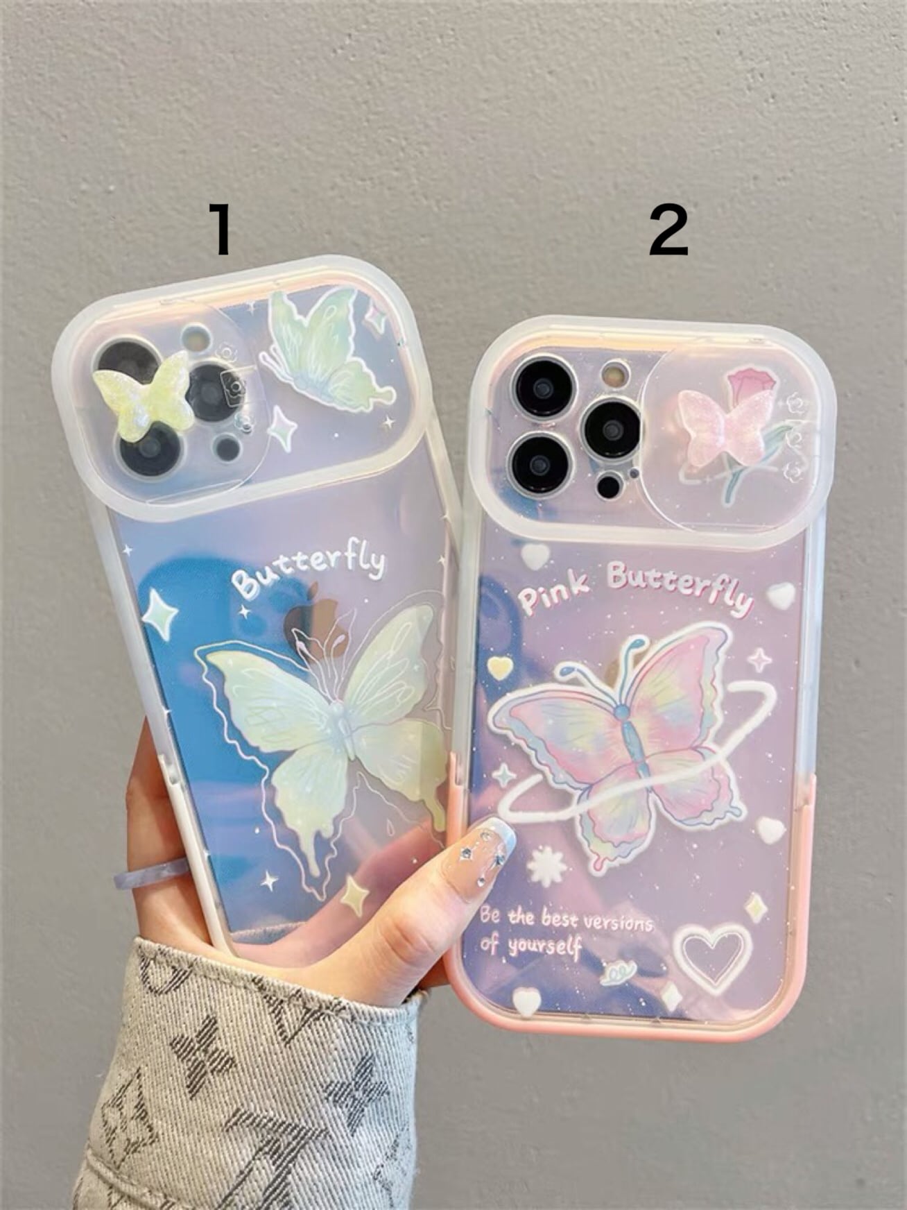 iPhoneケース iPhone14 iPhone13 スタンド付き オーロラ カメラ保護