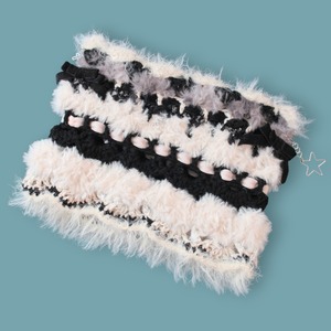 MONSTER hand knit cap(black × white beige)