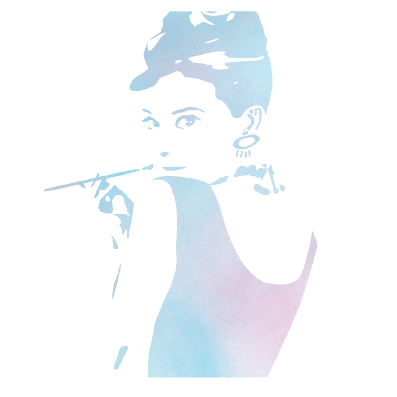 ウォールステッカー オードリー 振り向き Audrey シルエット 空ピンク