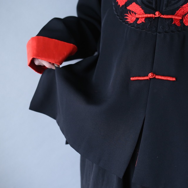 "刺繍×龍" black × red special china shirt jacket