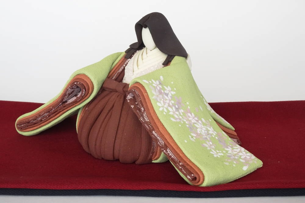 ひな人形 陶雛 澤りか作 (女雛 ウグイス、男雛 黒) お雛様 コンパクト