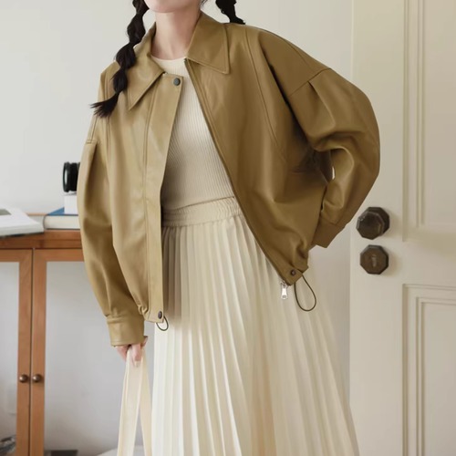 2色／フェイクレザージッパージャケット ・9454