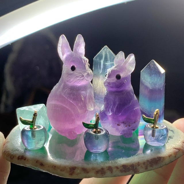 2.フローライト親子うさぎが住む世界☆