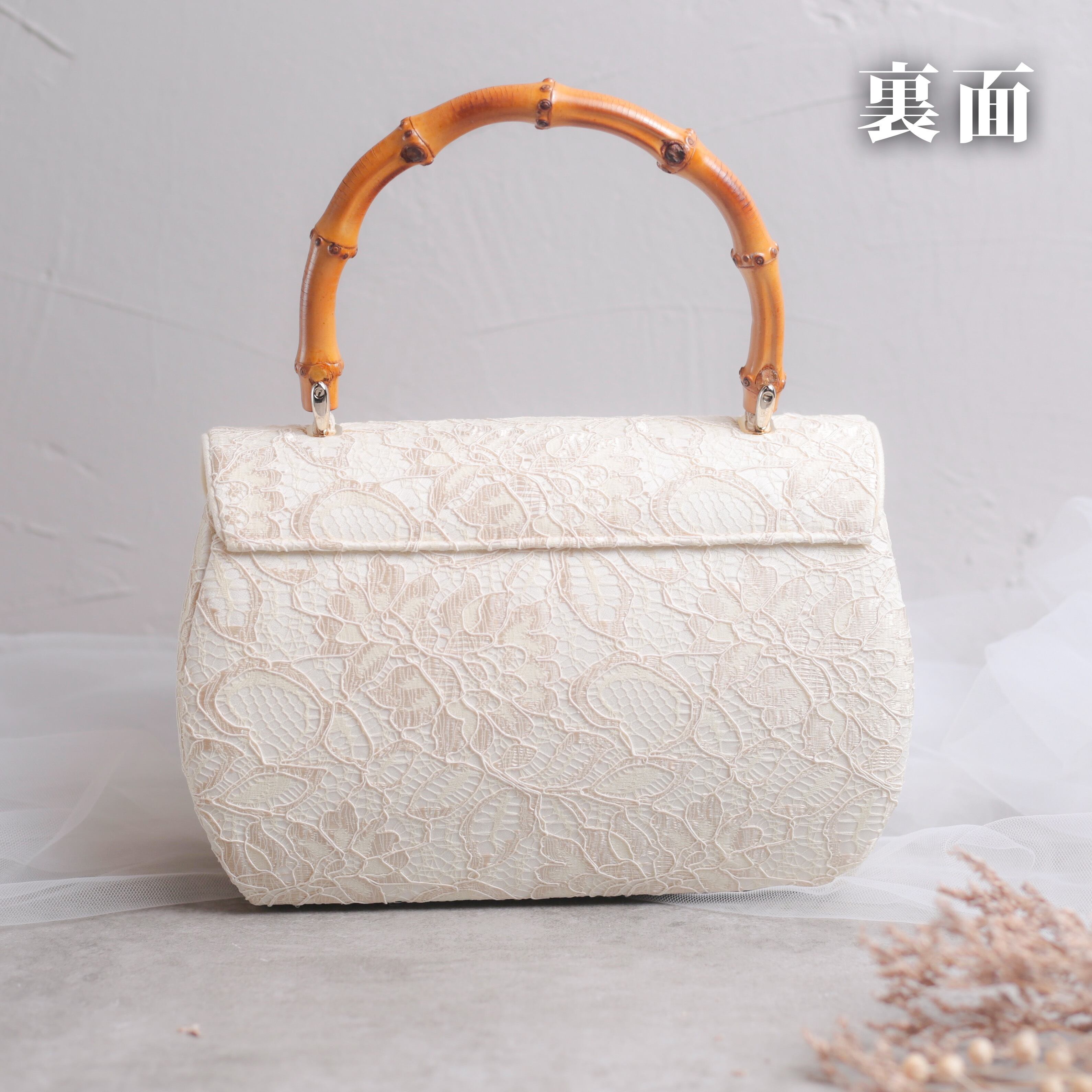 新品・未使用 草履バックセット 【ホワイト×レース】〈Lサイズ