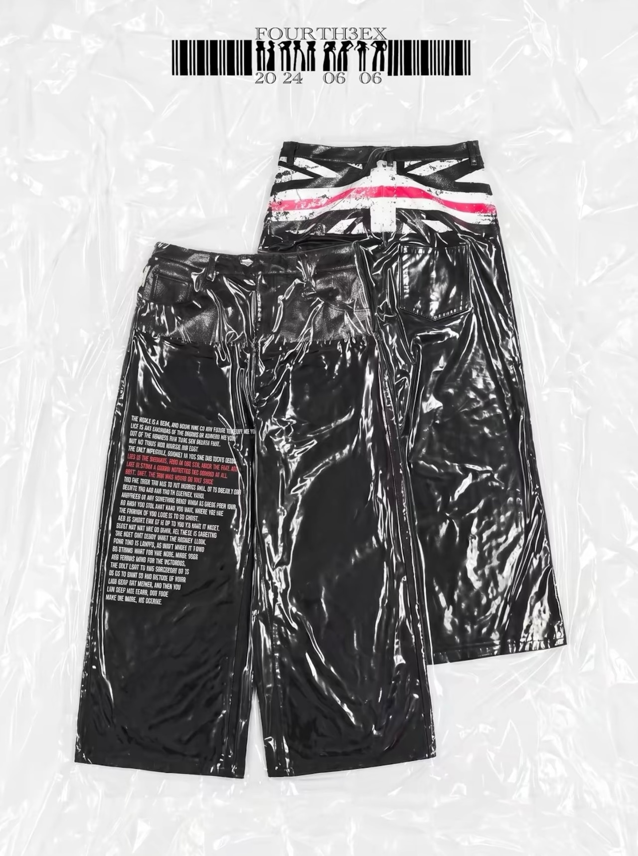 【Fourth3ex】Union Jack Leather Panel Denim Pants
