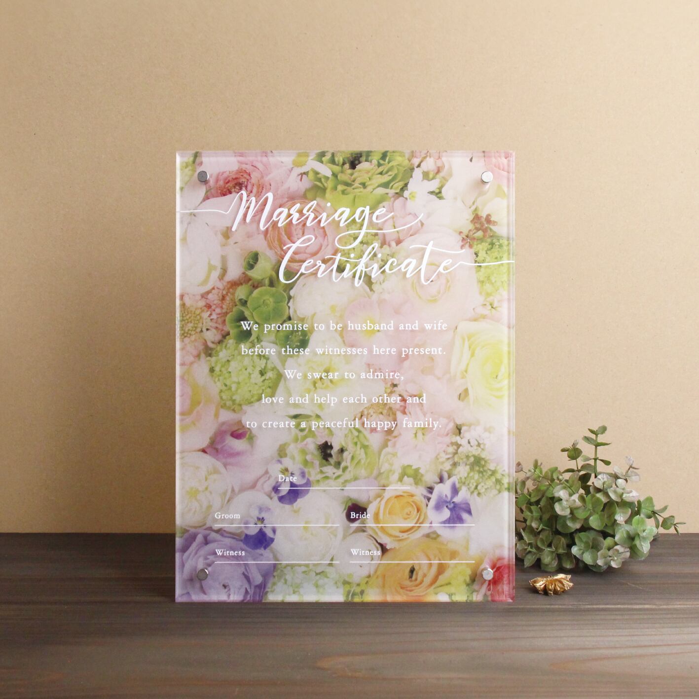 アクリル結婚証明書 フラワーカラフル | ペーパージャック