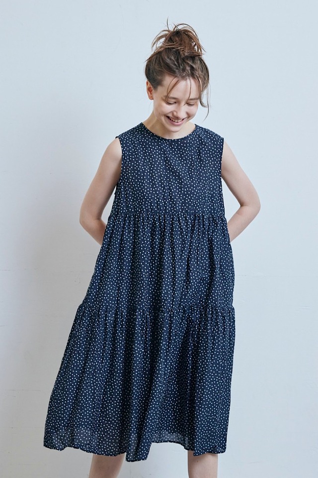 g_508 LONE TUMBLER DOT SLEEVELESS TIERED ONE PIECE