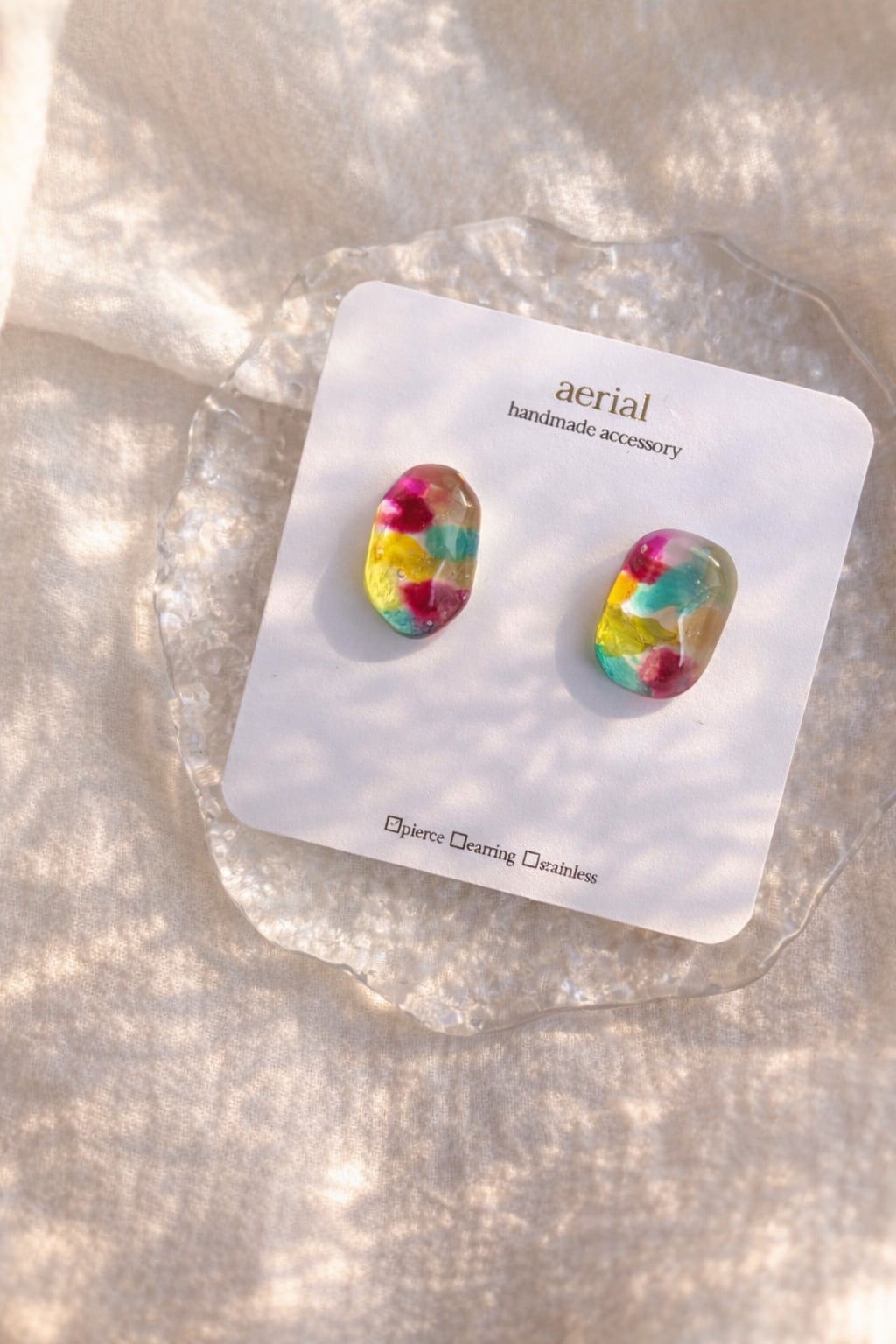 花滴｜春の色がそっと滴るニュアンス　ピアス / イヤリング