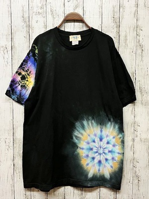 タイダイ染め Tie-dye Tシャツ　XLサイズ　曼荼羅　　ブラックビューティ　Hippies Dye HD18-81