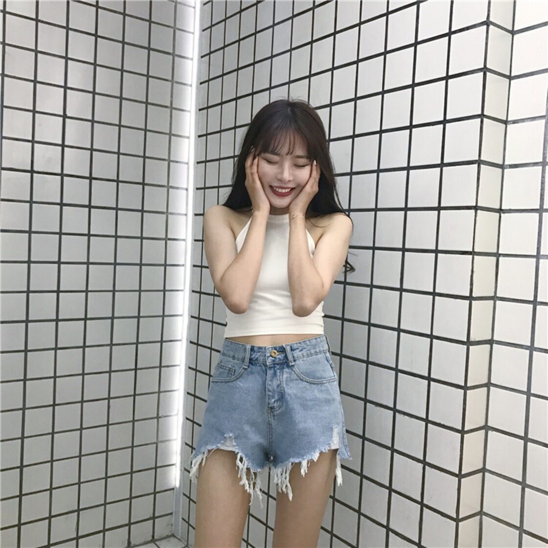 芸能人も好きな商品 早い者勝ち デニム ハイウエスト ショートパンツ 
