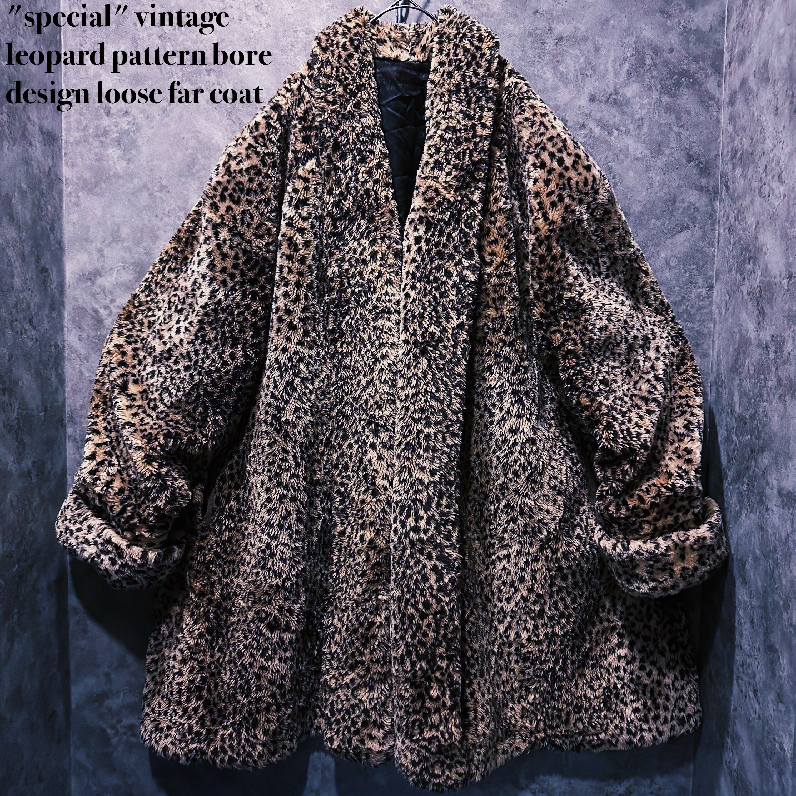 【doppio】"special" vintage leopard pattern bore design loose far coat