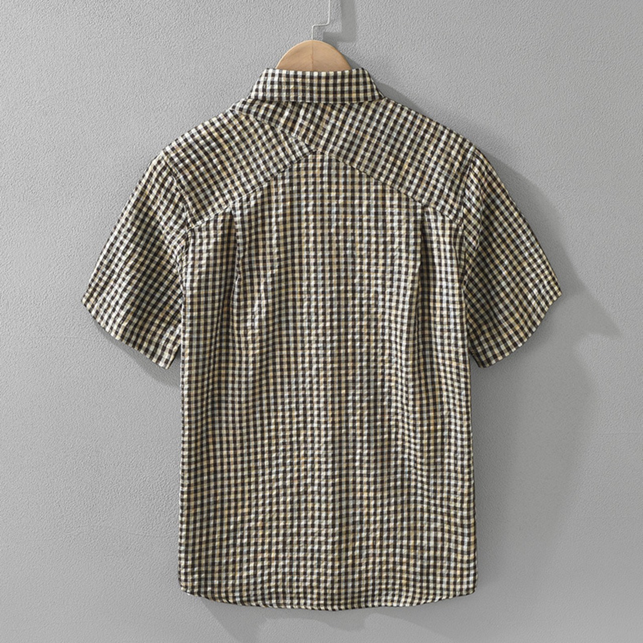 【M-3XL】Textured Check Short Sleeve Shirt / テクスチャード チェック 半袖 シャツ