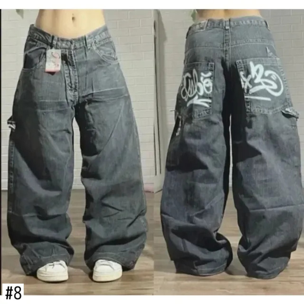 JNCO ヴィンテージジーンズ Y2K 原宿ヒップホップ洗濯ブルー刺繍 