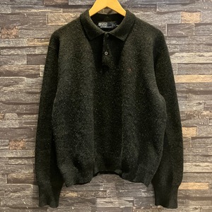 RALPH LAUREN WOOL KNIT POLO GREY