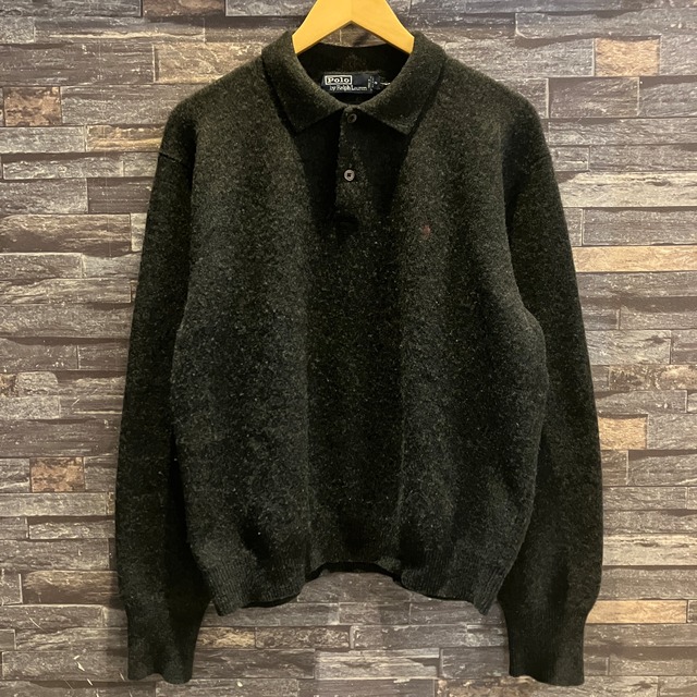 RALPH LAUREN WOOL KNIT POLO GREY