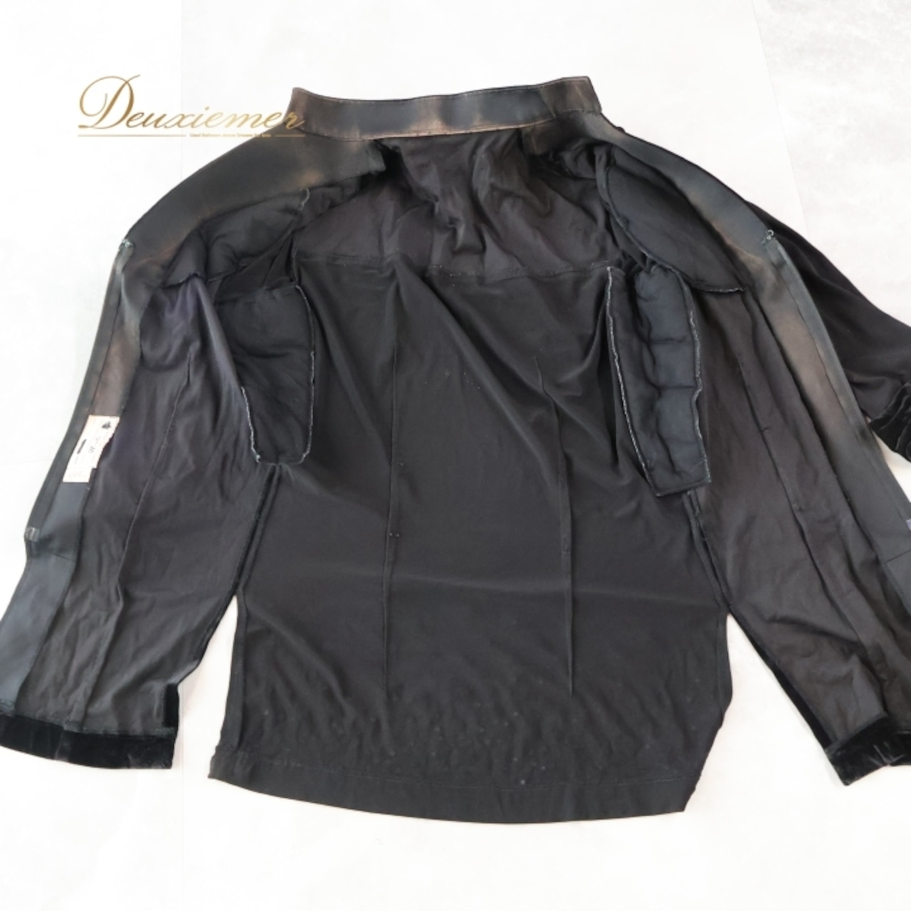 社交ダンス 衣装 ハセベ Hasebe シャツ ブラウス ベロア 装飾 ダンス パーティ ラテン 発表会 黒 おしゃれ 高級感 ジャズ ブラック系 ストレッチ ステージ エレガント メンズ コスチューム フォーマル