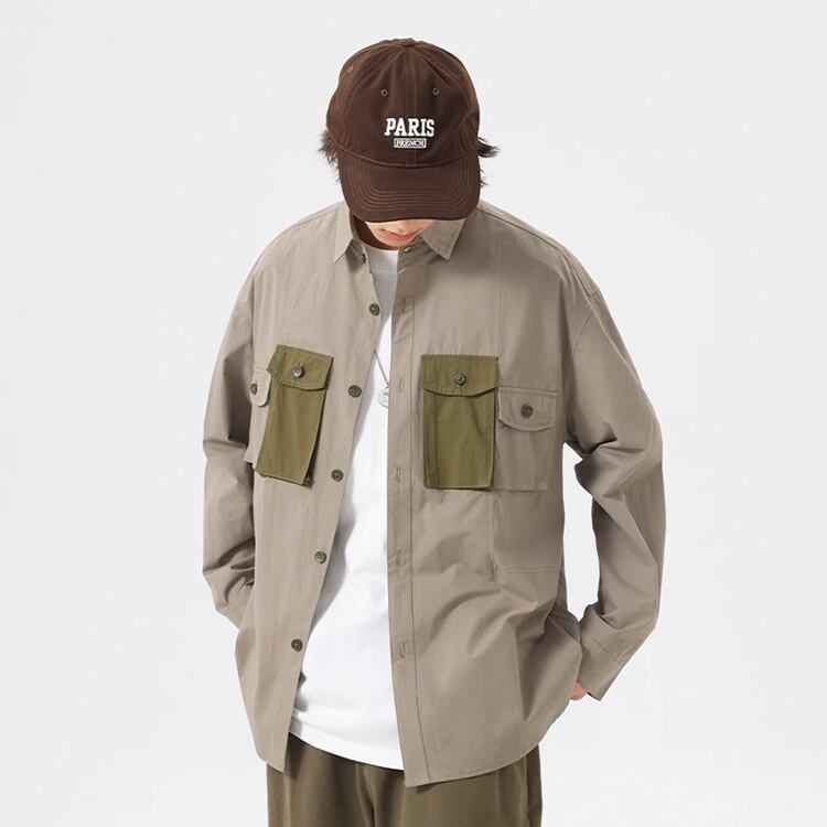 ★RETRO CONTRAST COLOR POCKET SHIRT　　　A0772