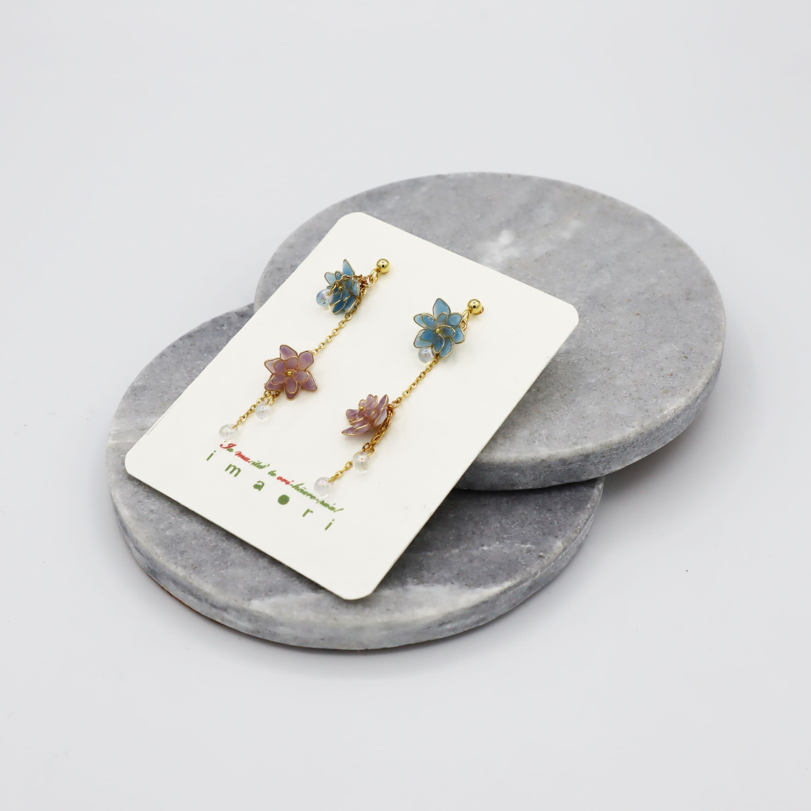 七段花ピアス（幻の紫陽花）