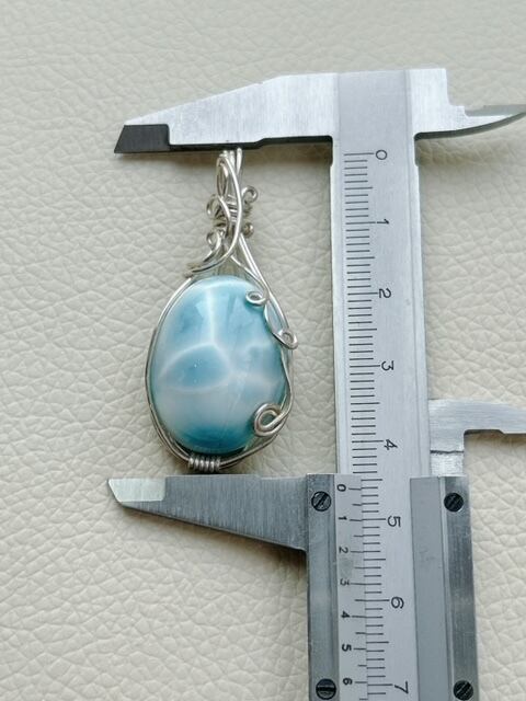 【Sale】silver935　Wラリマー❅ワイヤーアートペンダントトップ☆ ラリマーのワイヤーアート ペンダントトップ 【工房ラクシュミー