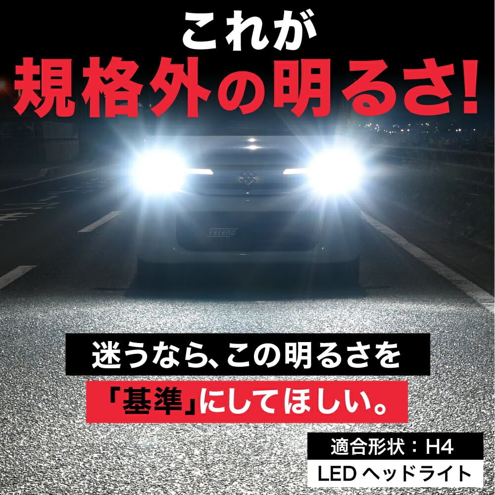 VELENO ホワイト H4 12700lm 7400K LEDヘッドライト 21万カンデラ VELENO ホワイト H4 12700lm 7400K LEDヘッドライト 21万カンデラ