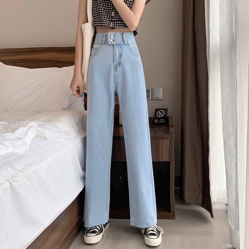 ウエストジーンズレディース2020夏新バージョンのワイルドシンストレートドレープワイドレッグパンツファッションロングパンツ 1号婦人62357275242