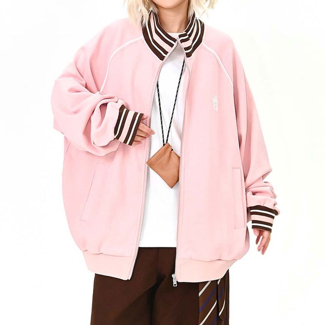 リブラインラグランジップブルゾン 2col   R01584