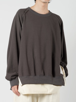 WIZZARD (ウィザード) LAYERED ZIP WAFFLE PULLOVER / CHARCOAL W24SS-DC030-2