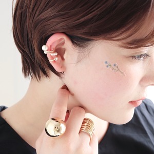 EAR CUFF || 【通常商品】 PEARL & STONE 3 EAR CUFF SET || 1 EAR CUFF || GOLD×WHITE || FBB065