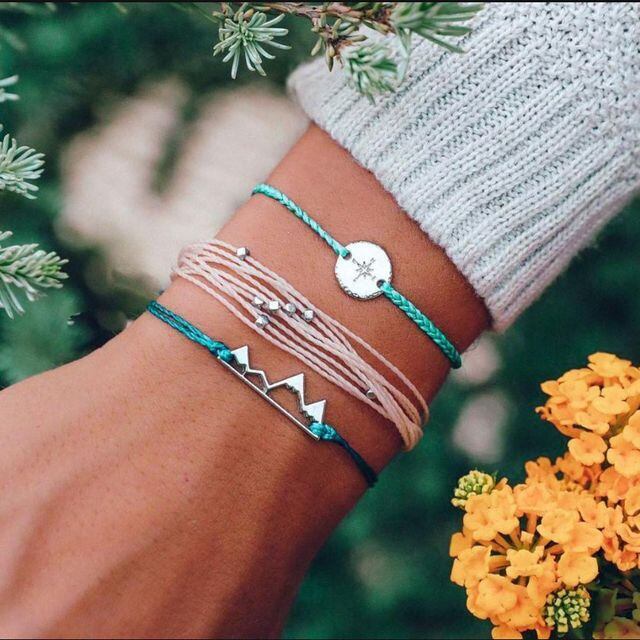 ブレスレット レディース メンズ 男女共用 3本セット つけっぱなし 山 羅針盤 チャーム