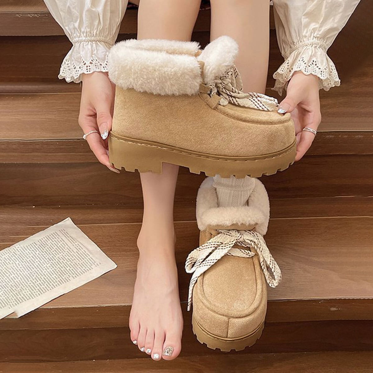 ムートンブーツ もこもこ ふわふわ レディース 秋冬 韓国 厚底 ブーツ おしゃれ 大人 かわいい きれいめ 裏起毛 防寒 保温 暖かい 大人可愛い 大人女子