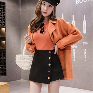 【送料無料】 ショートパンツ  キュロットスカート  無地  厚手生地  ファスナー  エレガント系  大人可愛い  冬  お出かけ