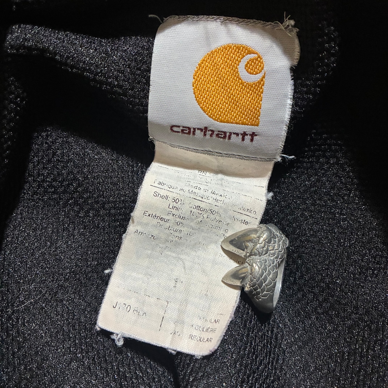 00s Carhartt プルオーバーパーカー フェードブラック 裏メッシュサーマル 2XL