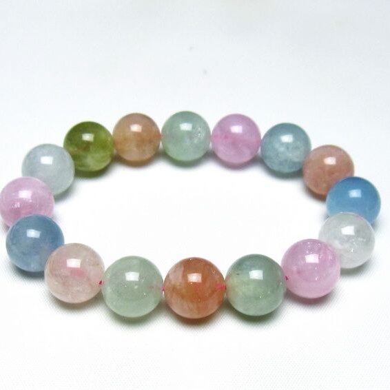 ミックスカラーベリル ブレスレット 13mm 一点物 メール便可 [M便 1/10] 111-48748
