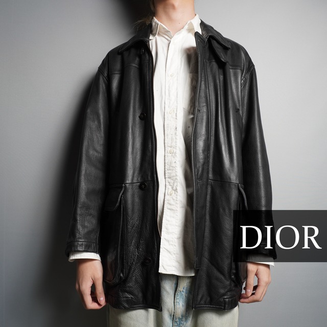 【Christian Dior】ディアスキン 本革ハーフコート ハーフコート メンズ レザーコート ディアスキン 本革 ステン