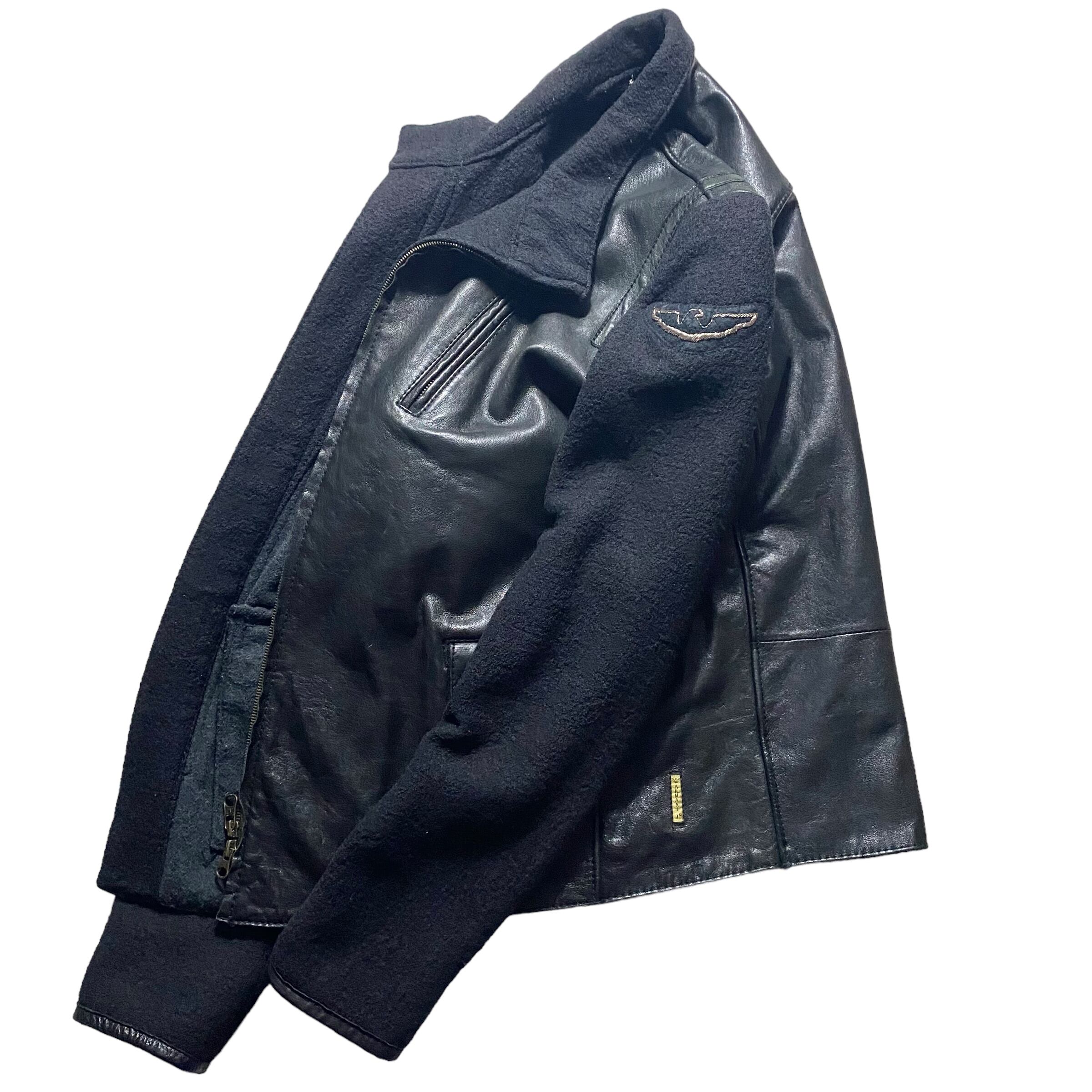 ARMANI JEANS パンチング加工シングルライダース風ジャンパー ARMANI EXCHANGE レザージャケット ライダース 「A|X アルマーニ