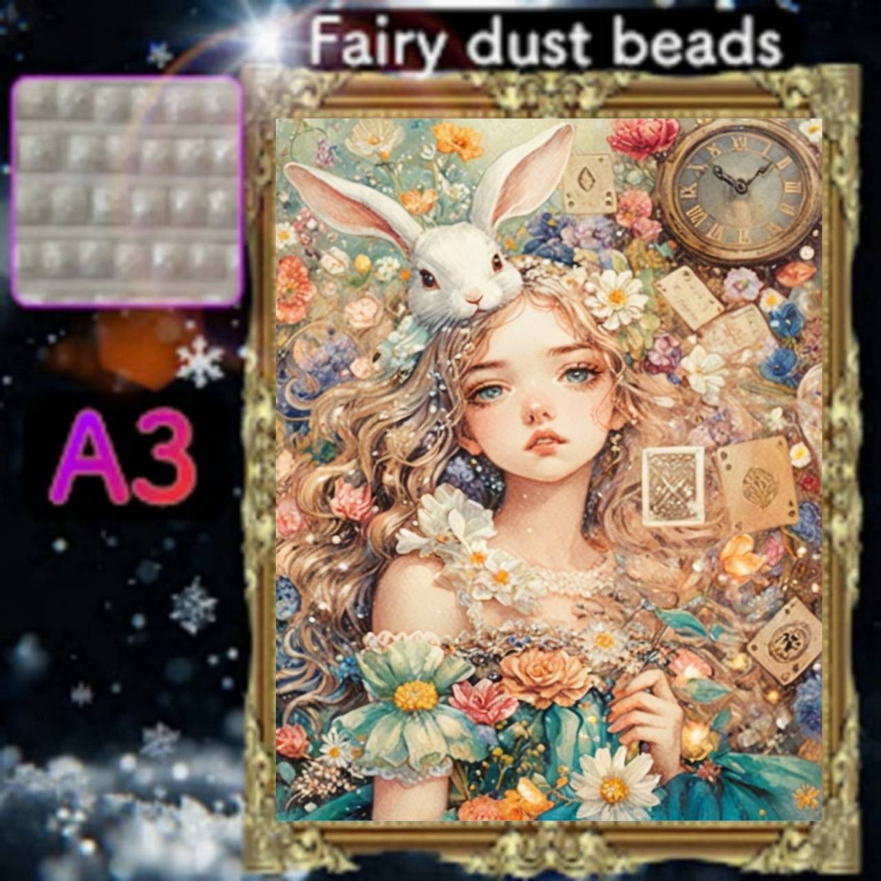 四角ビーズ(fairy1~3色入り)【fairydust-098】A3サイズ☆ダイヤモンドアート